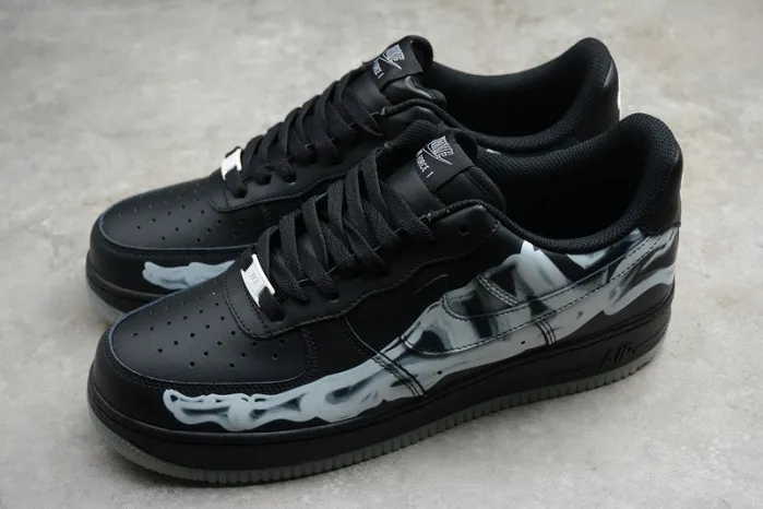 Cheap nike air force 1 low black skeleton halloween bq7541-001 0128