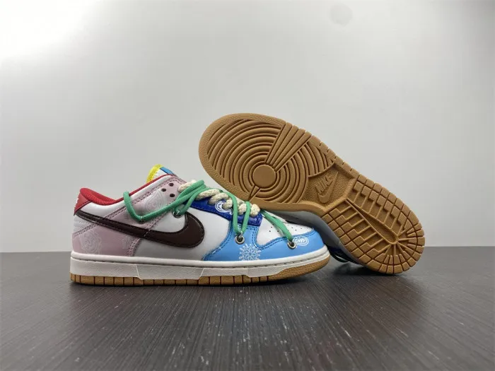 Rep nike dunk low se '''' free.99'''' cashew flower pink blue purple green ct2496-100 0119