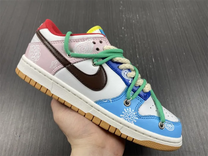 Rep nike dunk low se '''' free.99'''' cashew flower pink blue purple green ct2496-100 0119