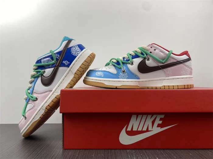 Rep nike dunk low se '''' free.99'''' cashew flower pink blue purple green ct2496-100 0119