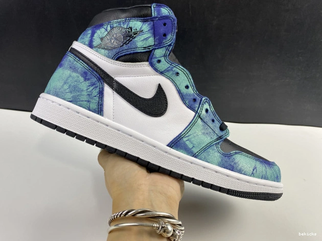 Rep air 1 aurora cd0461-100 green jordan white black tie-dye 0214