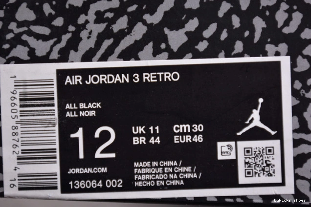 Reps air black cat 3 jordan retro 136064-002 0226