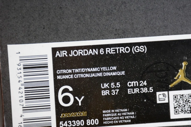 Reps 6 dynamic yellow retro 543390-800 jordan (gs) air floral 0214