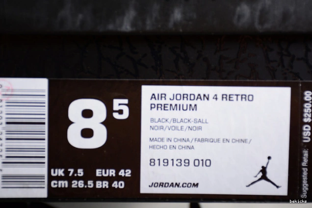 Reps 819139-010 jordan 4 black hair retro pony air 0308